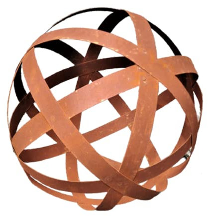 Jürgen Bocker Garten-Ambiente Dekokugel Geflecht 50 cm aus Cortenstahl Rost Geflechtkugel Streifenkugel