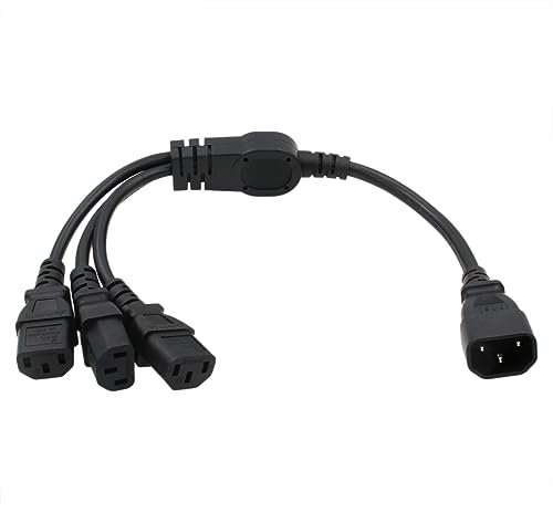 HangTon IEC320 Power Splitter Kabel Einzel C14 bis 3 x C13 10A 250V Verlängerungskabel 12 Zoll für UPS USV PDU Computer PC
