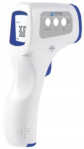 Oromed ORO-T60 Perfect, Berührungsloses Infrarotthermometer, 1-Sekunden-Messung, Speichert 32 Messungen, Ergonomisches Design mit LCD-Display, Fieberalarm, Weiß