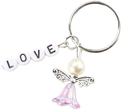 HERZWILD 50 Sets Schutzengel selber Machen Set love Schlüsselanhänger Engel Charm Perlenengel Anhänger für DIY Hochzeit Schmuck Halskette Basteln (schwarz)