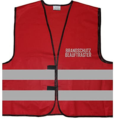 Brandschutz Beauftragter Warnweste BZW. Signalweste mit reflektierendem Aufdruck - Größe L/XL, Rot