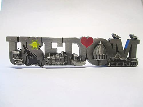 Usedom Metall Magnet Schrift Inselumriß Ostsee Strandkorb Möwe