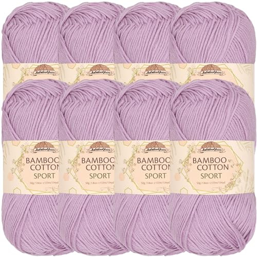 JubileeYarn Bamboo Cotton Sport Yarn - 50g/Skein - Lilacs - 8 Balls