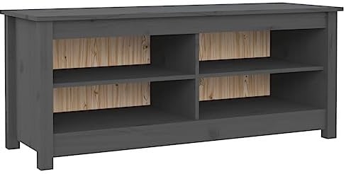 vidaXL Schuhbank, Schuhregal mit viel Stauraum, Schuhschrank für Flur Eingangsbereich, Sitzbank Flurbank Bank Schuhablage, Grau Massivholz Kiefer