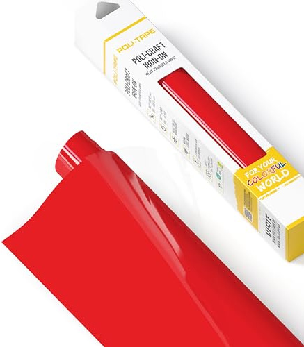 POLI-FLEX® TURBO® - Vinile termo trasferibile per tessuti – foglio di pellicola flessibile stirabile, foglio per per t-shirt per plotter Cricut e Silhouette, rosso fuoco, 30,5cm x 122 cm