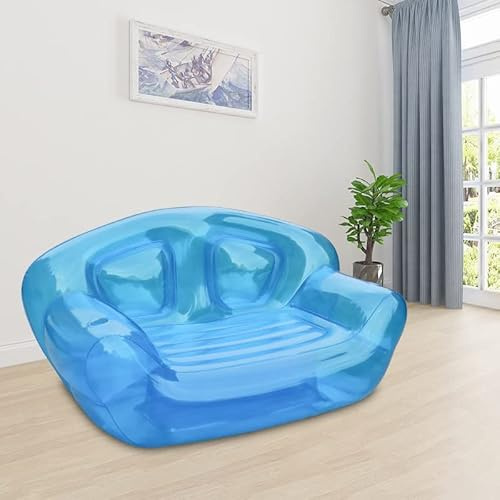 Rosa transparentes aufblasbares Sofa for Erwachsene, transparentes PVC-Luftsofa mit 2 Getränkehaltern, Aufblascouch for Strand, Büro, Outdoor, Reisen, Camping, Picknick, Schwimmbad ( Color : Blue )
