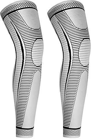 Rodillera Larga Deportiva Rodillera de Compresión Silicona Antideslizante Para ACJ, PCL, Desgarro Menisco, Artritis, Tenosinovitis, Hombres y Mujeres (gris, L)