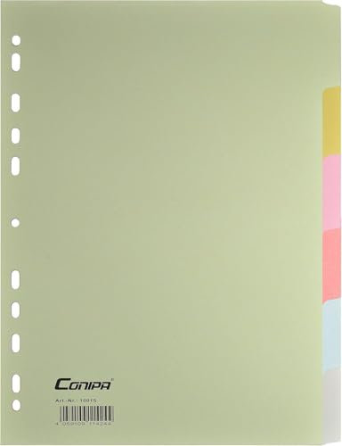 Conipa® - 10er Set 6 Farben Taben Register für Ordner DIN A4 (MADE IN GERMANY) - Ordner-Registerblätter & Trennblätter KARTON (Universallochung) - Trennregister & Trennstreifen Akten & Hefter (Grün)