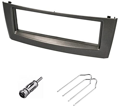 Audioproject A376-10 - Autoradio Radioblende 1-DIN Set kompatibel für FIAT Grande Punto Typ 199 Bj. 2005-2009 Linea 2007-2012 Antennenadapter Entriegelung grau