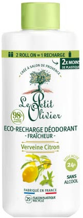 LE PETIT OLIVIER - Eco-Ricarica - Deodorante Freschezza - Verbena Limone - Ecologico Della Pelle -Efficienza 24 ore - Senza Alcool - 98% Di Origine Naturale - Made in France - 100 ml