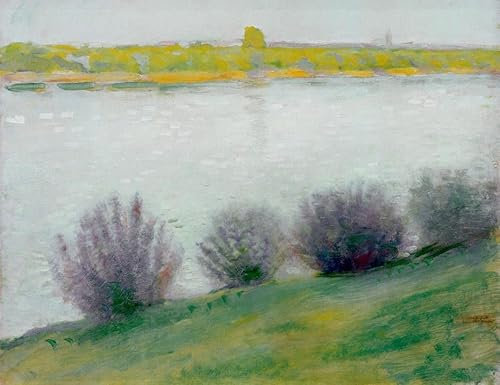 ZIMARO Leinwand Bilder Kunstdrucke Abstrakt Poster Berühmtes Gemälde am Rhein bei Hersel von August Macke für Wohnzimmer 60x90cm
