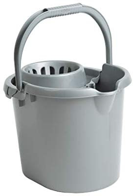 Attractive Colour High-Grade Plastic Mop Bucket 16 Litre Strong & Durable with Carry Handle and Removable Wringer Mop Bucket, Easy Mop Cleaning Suitable for Home, Kitchen & Office - (SILVER)