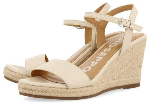 GIOSEPPO Sandalias DE Piel Off-White con CUÑA DE Yute para Mujer ZHEPE