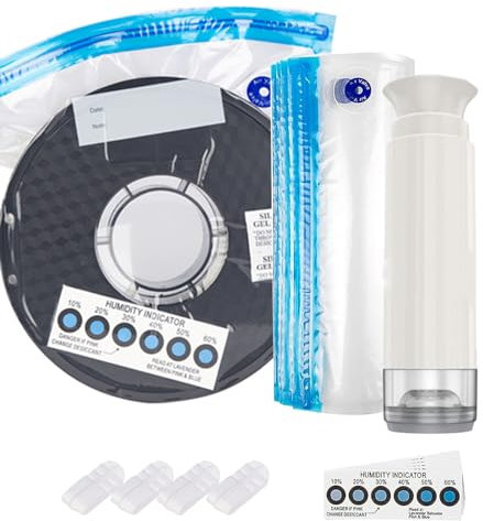 Nizirioo 10 Stück Filament Vakuumbeutel, 3d Druckerfilament Feuchtigkeitsbeständig Aufbewahrungstasche Vakuumversiegelte Beutel Mit 10 Feuchtigkeitsanzeigekarten, 4 Dichtungsclips Und 1 Handpumpe