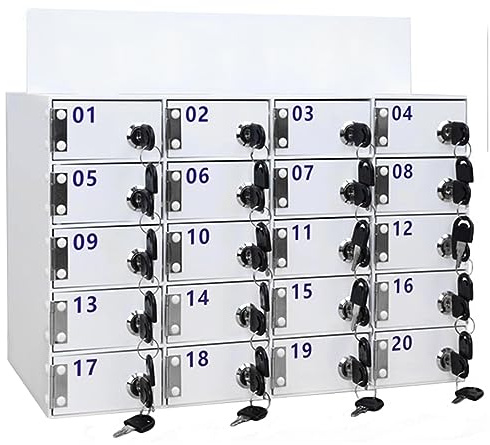 Boîte de Casiers pour Téléphone Portable, Armoires de Rangement en Acrylique avec Serrures et Clés, Casier Mural, 25 Compartiments