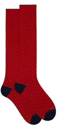 Calze lunghe uomo cotone rosso fantasia pois