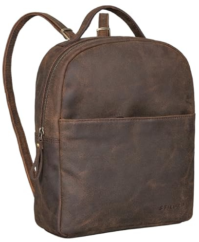 STILORD Kayla Damen Rucksack Leder Elegant klein - Lederrucksack Rucksackhandtasche Vintage Daypack Handtasche City Ausgehen Shopping Freizeit Echtleder Farbe:Colorado - braun