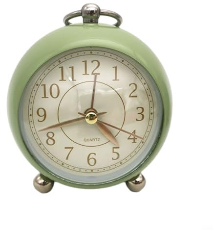 Carpango Wecker, Vintage, stilvoll, nicht tickend, analog, Wecker mit Nachtlicht, Nachttisch, stille Uhr, Schreibtisch, Schlafzimmer, Dekoration (grün)