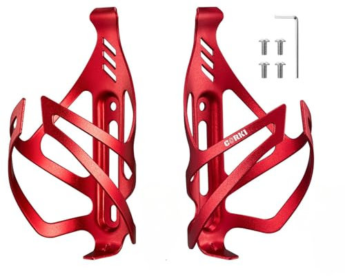 Corki Cycles Fahrrad Flaschenhalter aus Aluminium- Leicht Universal Fahrrad Getränkehalter für Rennrad, MTB, Gravel Bike und E-Bike, Rot, 2Pack Set