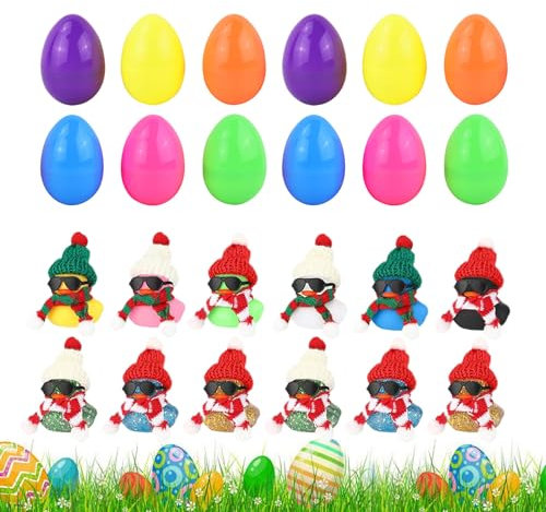 PEKMAR Gummienten zum Ostertag - Mit Tier gefülltes Osterei,12-teiliges Sortiment an bezaubernden Neuheiten, leuchtend bunten Enten-Ostereiersuchen für Osterkörbe und Partygeschenke