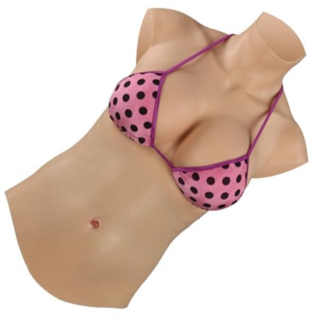 Yuewen Large Size 7th Generation Silicone Breastplate Half Body Suit Silicone Filler or Cotton Filler with Float Point Inside (Ivory White, L-F Cup Silicone Filler)