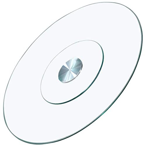 Drehbares Tablett aus gehärtetem Glas, Lazy Susan-Drehteller, drehbare Anzeigeplatte, drehbarer/drehbarer Tischteller, Lager aus Aluminiumlegierung, geräuschlos/glatt/nicht leicht zu entleeren (Größe:
