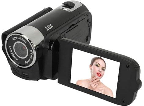 Cámara Digital 1080PD, Videocámara de 16 MP con Pantalla Giratoria de 2,4 Pulgadas, Grabadora de Vídeo HD con Zoom 16X con Luz de Relleno, Cámara de Vídeo con Batería Integrada