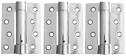 DIRECT DOOR HANDLES® 4 Fire Rated Spring Door Hinges Self Closing Adjustable Spring Hinge Single Action (3no. Hinges Per Pack) in Polished Chrome Finish