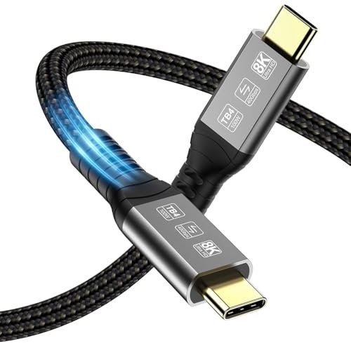 Angusplay Cable Thunderbolt 4 USB C 3M, Cable USB4 40Gbps, 100W Vídeo 8K 60Hz Cable TB4 Compatible con Thunderbolt 4/3, USB4/3, Tipo C, para iPhone 15/15 Pro Max Mac MacBook Pro, SSD Externo eGPU