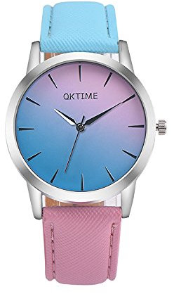 Klassische Herren-Armbanduhr Analoges Retro-Uhr-Design Legierungs-Armband-Regenbogen-Quarz-Damenuhr Damenuhr Armbanduhren (B, One Size)