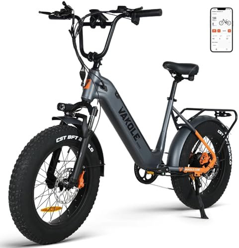 VAKOLE SG20 E-Bike Damen 20 Zoll Tiefeinsteiger Elektrofahrräder mit 48V 14,4Ah Akku, 110 Km Reichweite, 20x4.0 Zoll Reifen Fatbike, 7 Gang E-Fahrrad Herren für Pendler, Stadt & Gelände