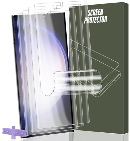 Gelaasso 4 Pièces Protection D'écran pour Samsung Galaxy S23 Ultra, Film TPU HD Clair Doux Transparent