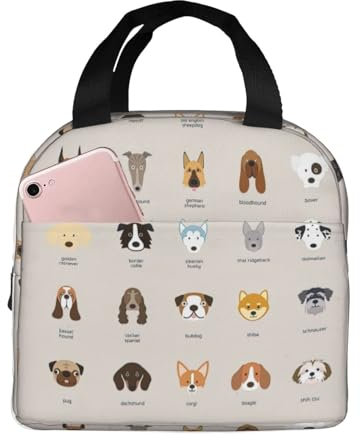 GFXEDSAH Isolierte Lunchtasche mit Hundemotiv, mit Oxford-Tuch, Mehrzweck-Tasche für Arbeit und Outdoor-Aktivitäten