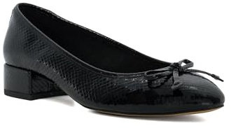 Dune Ladies ADMIRABLY Wide Fit Low Heel Ballet Flats Size UK 5 Block Heel Court Shoes Black