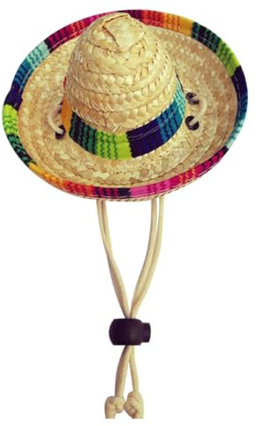 Sombrero de paja para perros mexicanos: moda encantadora para mascotas, diseño de sombrero tradicional | Sombrero para perro hecho a mano con telas naturales y paja, sombrero para mascotas para cincoo