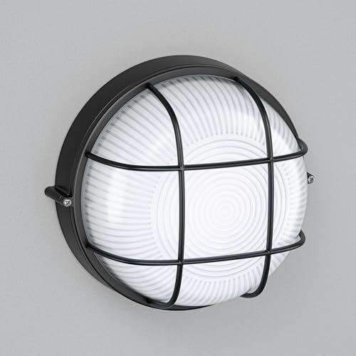 ledscom.de Feuchtraumleuchte, Kellerleuchte KERU, rund, schwarz, IP44, inkl. GX53 LED, 1212lm, weiß