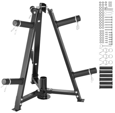 VEVOR Weight Plate Rack, Weight Plate Tree for 2-Inch Weight Plates, Standard Weight Plate Tree, 300 lbs Load Capacity Weight Storage Holder, Home Gym Barbell Rack Storage Stand, Black