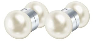 JewelryWe Magnet Ohrringe Perlenohrringe für Damen: 6mm Doppelseitig Weiß Perlen Edelstahl Magnetische Ohrclips Fake Piercing Ohrstecker Magnetohrringe Ohne Ohrlöcher Clip on Ohrringe Schmuck Silber