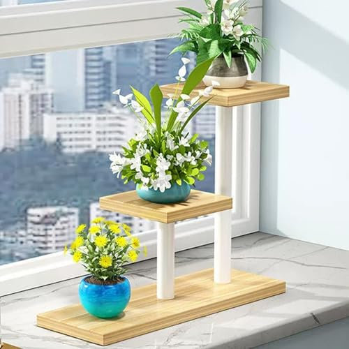 Jeorywoet Windowsill Plant Shelf, Window Sill Plant Shelf, Square Desktop Succulent Window Plant Stand, 16x6x8 Sturdy Space-Saving Plant Shelf for Window Sill, Ledge, Corner, White Plant Stand