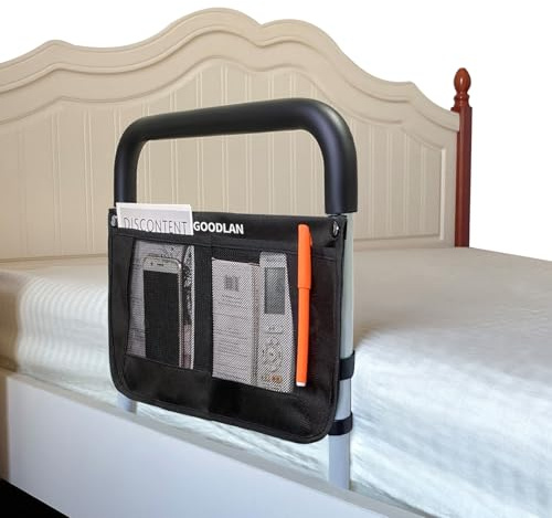 GOODLAN Bed Rails for Elderly Adults Safety Adjustable Heights Storage Pocket Assist Support Side Railings for Seniors Citizens Slides Under Mattressbed Cane Bed Guard Bed Handles Bars (gray)