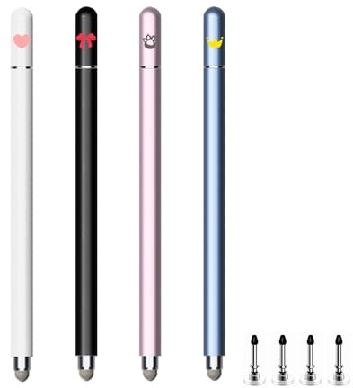 LOVE MEI Stylet pour écran tactile, stylet 2 en 1 haute précision sensibilité pour iPhone/iPad/Android/smartphones Compatible avec tous les écrans tactiles Bleu/rose/blanc/noir