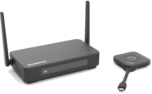Marmitek Stream 4K Pro KIT 1TX/1RX - Drahtloses 4K Präsentationssystem | BYOD Mirroring ohne Software/WLAN, USB-C Dongle und 4K Receiver, Split Screen, Touchback, PoE, Dual HDMI und Plug & Play