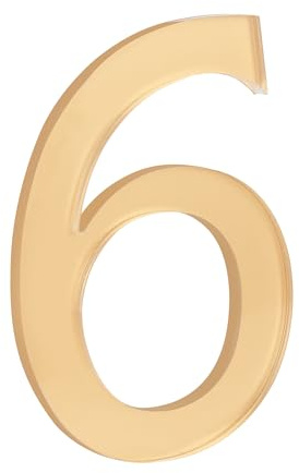 HASWARE 4-Inch Self-Adhesive House Number - Waterproof and Weather-Resistant - Easy Installation for Home Mailbox Post Door (Gold, 6)