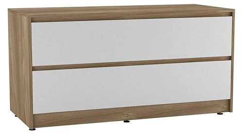 URBNLIVING 120cm Wide 4 Drawer Chest Cabinet, Bedroom Storage Unit with Hidden Dual Drawers, Modern Sideboard Organiser with Spacious Top Surface, Freestanding Hallway or Living Room Furniture