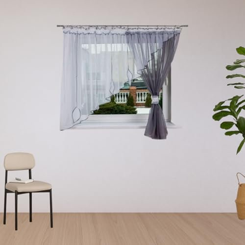 DRAPELLA Gardinen Wohnzimmer Lima 370x150cm Lang - Vorhänge Wohnzimmer Halbtransparent in Grau Farben - Schön Gardine Vorhang für Schlafzimmer