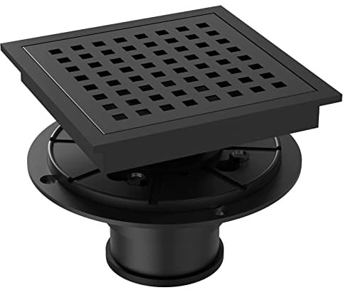 Floor Drain, 6inch/15.2cm Square Shower Floor Drain with Flange Hair Filter & Removable Cover, CUPC Certified Anti-Clogging Hair Catcher Strainer with ABS Fixing Tray Anti Odor for Bathroom, Kitchen-B