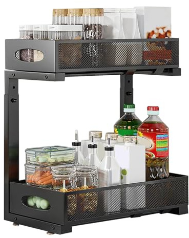 Uhngw Organisateur Sous Meuble - Rangement Coulissant Modulable Sous Évier,Organisation Multifonction Maison pour Placard Cellier Buanderie Armoire Cuisine
