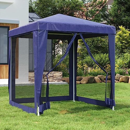 Pavillon Gartenpavillon, Partyzelt mit 4 Mesh-Seitenwänden Blau 2x2 m HDPE für Garten, Innenhof, Camping