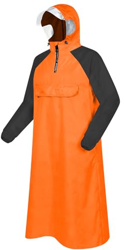 Andake Regenponcho Herren Damen Regenmantel Wasserdicht Schwarz-Orange