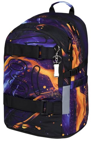 Baagl Schulrucksack für Jungen Mädchen Teenager - Skateboard Rucksack - Kinderrucksack mit Laptopfach und Brustgurt für Schule, Weiterführendeschule, Mittelschule